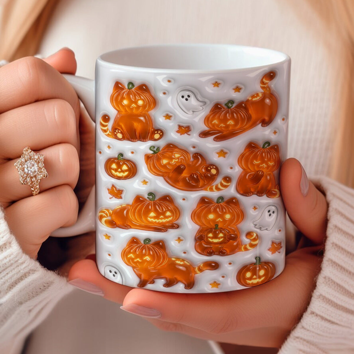 Cat Ceramic Mug Jack-O'-Lantern Cat