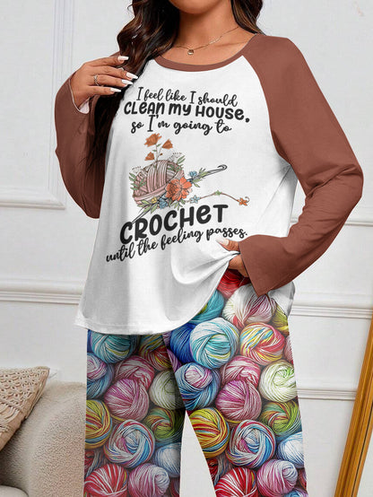 Crochet Lover Raglan Lounge Pajamas I Crochet Until The Feeling Passes