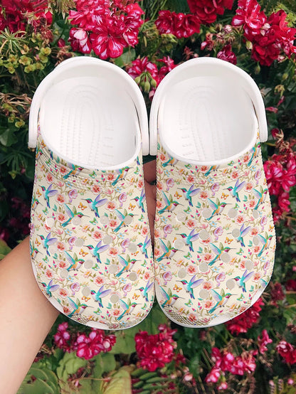 Hummingbird Graphic Clogs Humming Blossoms