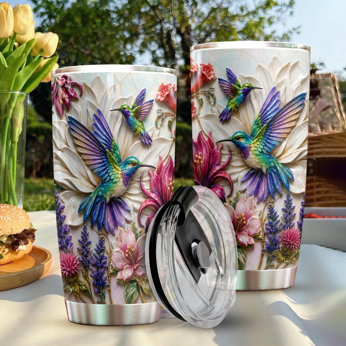 Hummingbird 20 oz Tumbler Hummingbird Garden Bloom Harmony