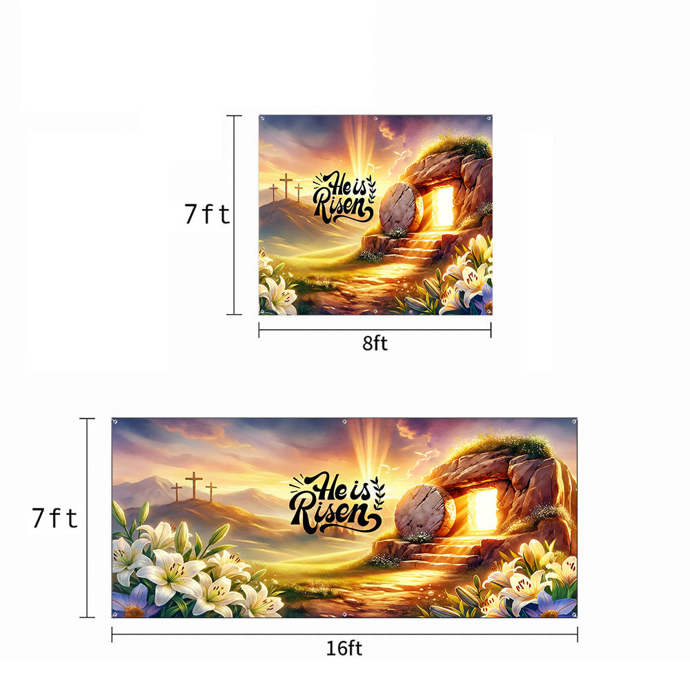 Christian Easter Garage Door Banner Decoration - 'He Is Risen' Dawn of Resurrection