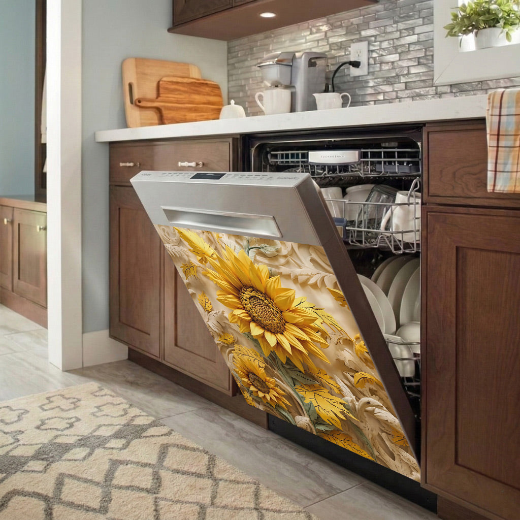 Sunlit Harvest Sunflower Magnetic Dishwasher Cover