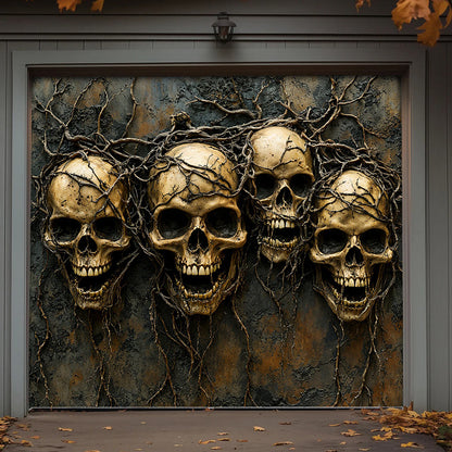Entwined Skull Roots Garage Door Banner Halloween Decor