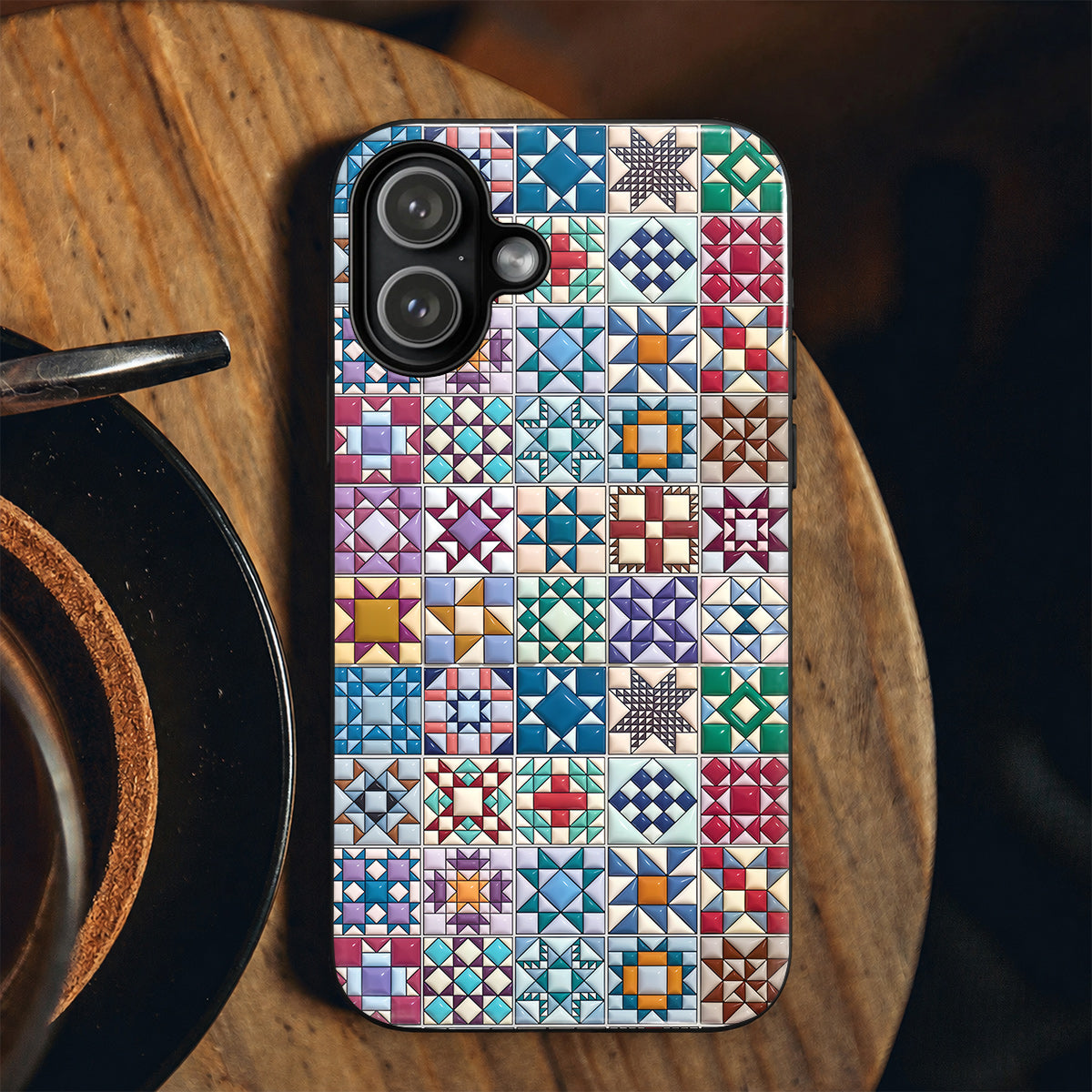 Sewing Lover Phone Case Traditional Quilt Blocks