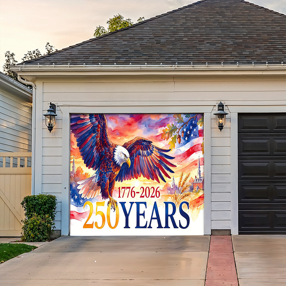 Patriotic Garage Door Banner Decoration - Wings of Freedom 1776–2026