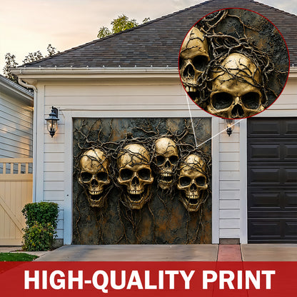 Entwined Skull Roots Garage Door Banner Halloween Decor