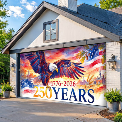 Patriotic Garage Door Banner Decoration - Wings of Freedom 1776–2026