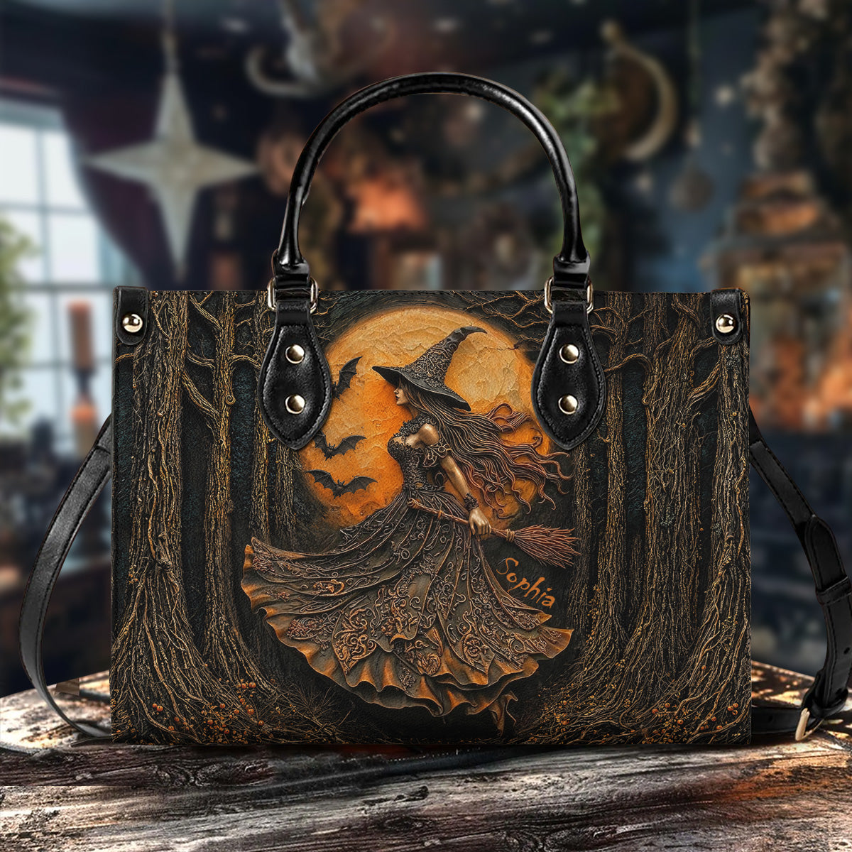 Witch Leather Handbag Personalized Witch of the Amber Moon