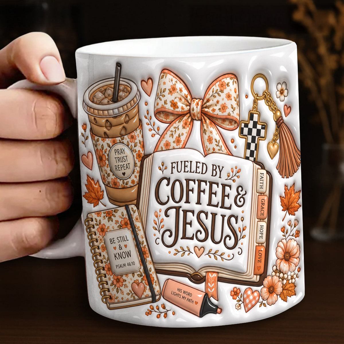 Autumn Ceramic Mug Fueled By Coffee & Jesus