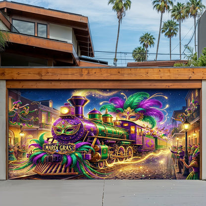 Mardi Gras Garage Door Banner Decoration - The Grand Mardi Gras Train