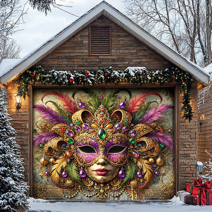 Mardi Gras Garage Door Banner Decoration - Queen of Carnival Radiance