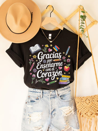 Spanish Teacher Graphic Tee Gracias Maestra