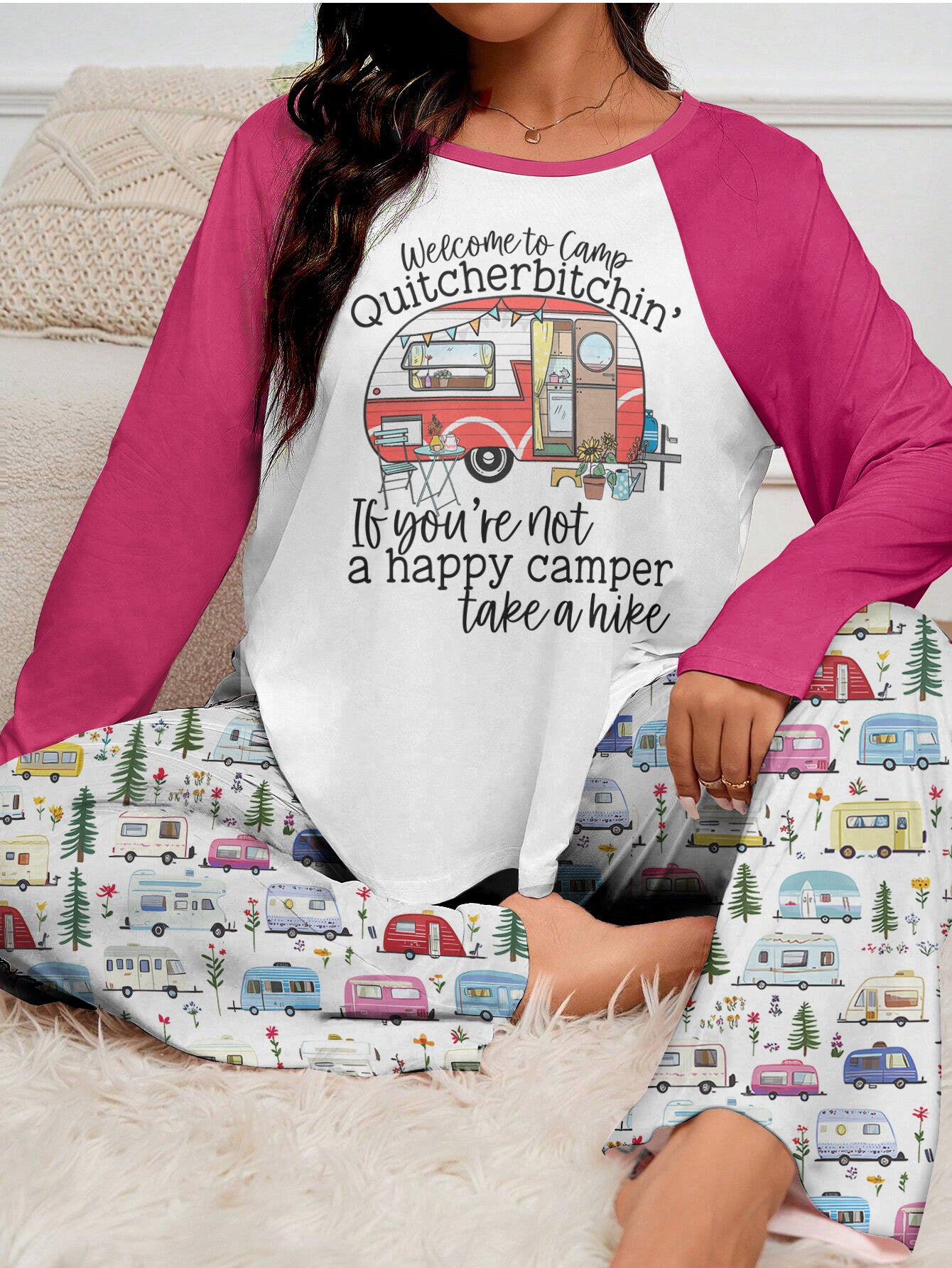 Camping Raglan Lounge Pajamas Welcome To Camp