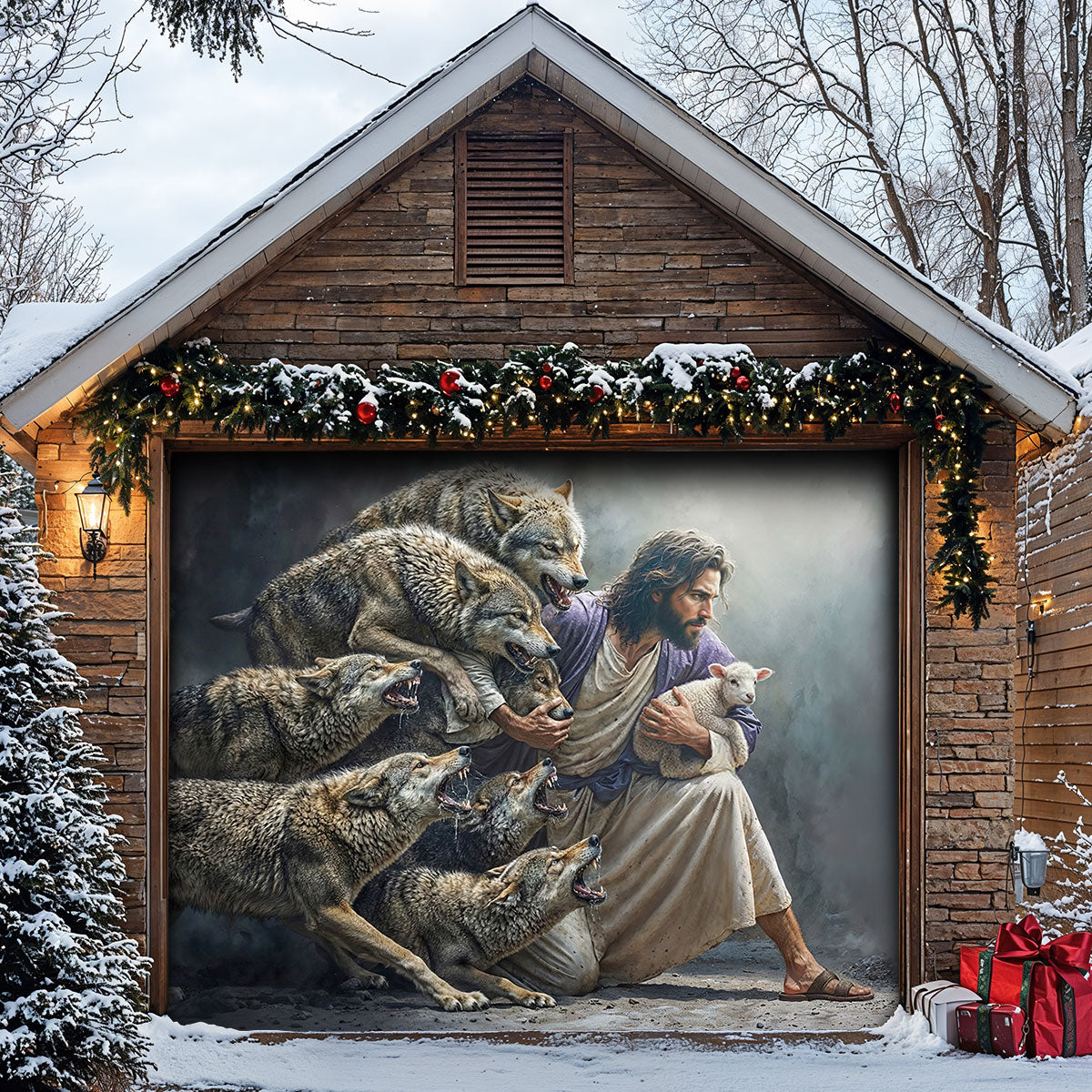God Garage Door Banner Decoration -  The Shepherd Defender