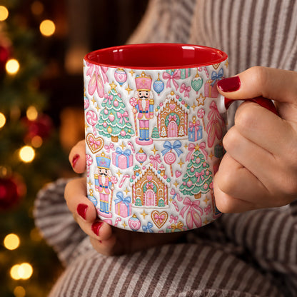 Christmas Ceramic Mug Vintage Pink Nutcracker Wonderland
