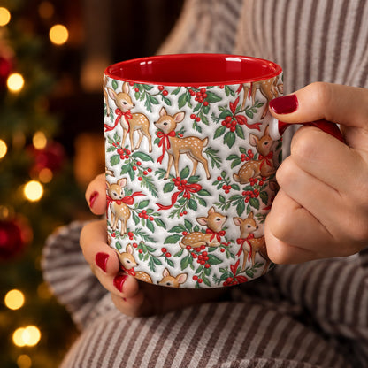 Christmas Ceramic Accent Mug Holly Jolly Fawns