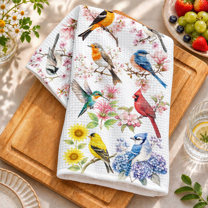 Birds Kitchen Towel Garden Birds in Bloom
