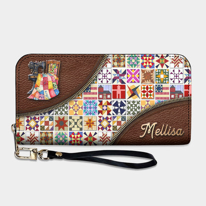 Sewing Lover Leather Wallet Personalized Quilt Blocks