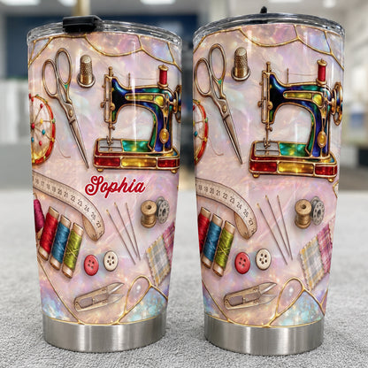 Sewing Lover 20 oz Tumbler Personalized Holographic Sewing Dreams