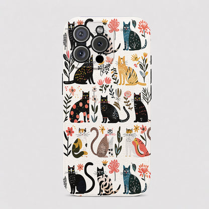 Cat Leather Phone Case Botanical Cat Bliss