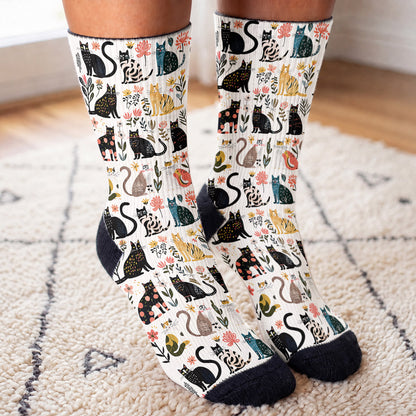 Cat Crew Socks Botanical Cat Bliss
