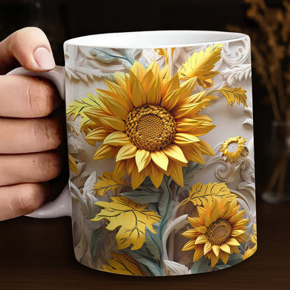 Sunflower Ceramic Mug Golden Sunflower Garden