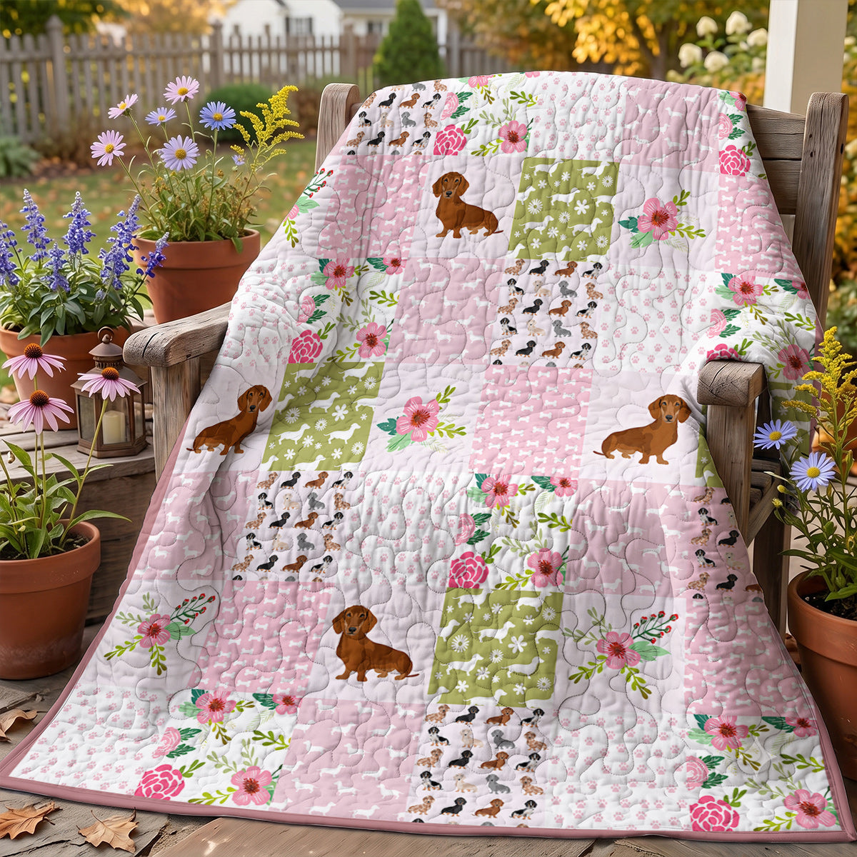 Dachshund Quilted Blanket Dachshund Dreams