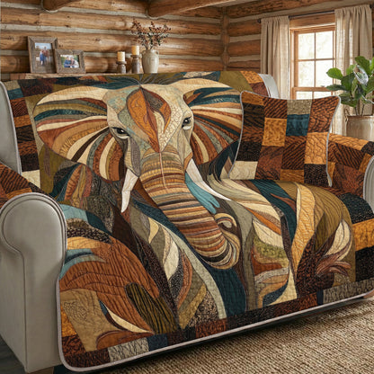 Elephant Quilted Sofa Cover Spirit of the Savannah