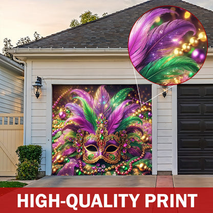 Mardi Gras Garage Door Banner Decoration - Crown of Carnival