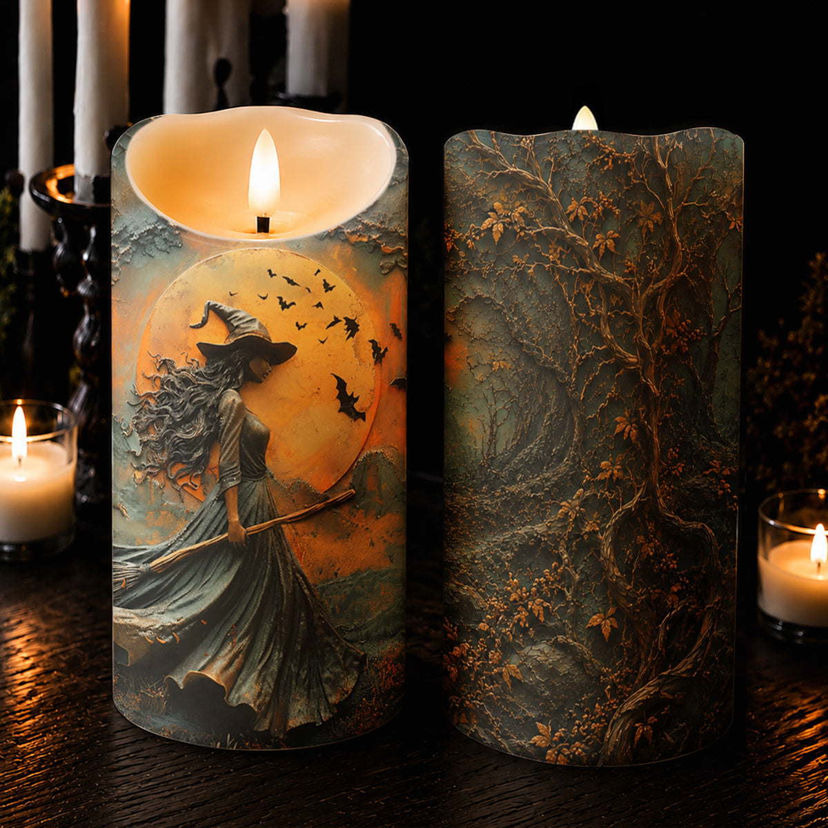 Witch of the Enchanted Moon LED Candle Halloween Décor