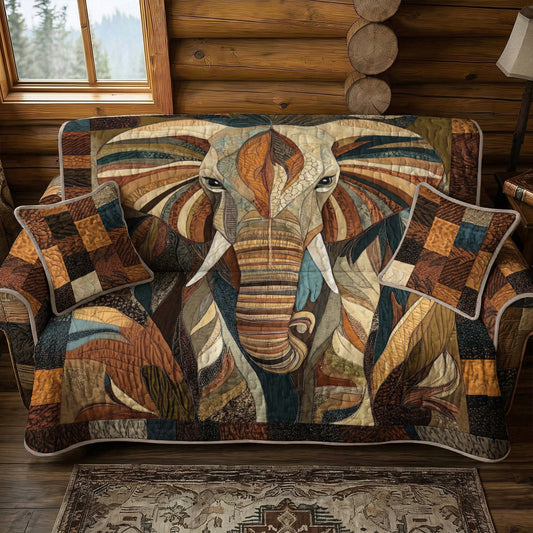 Elephant Quilted Sofa Cover Spirit of the Savannah
