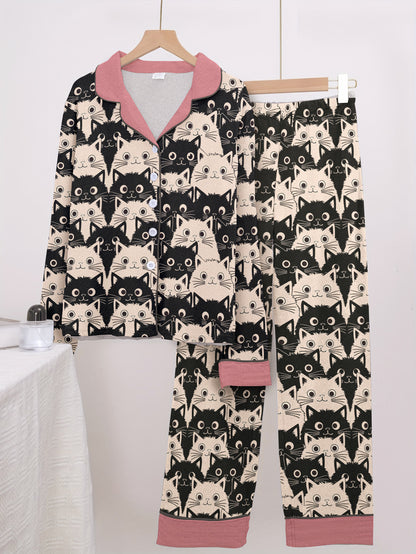 Cat Classic Pajama Set Cute Fat Cats