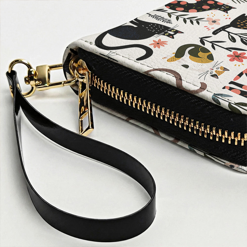 Cat Lovers Leather Wallet Botanical Cat Bliss