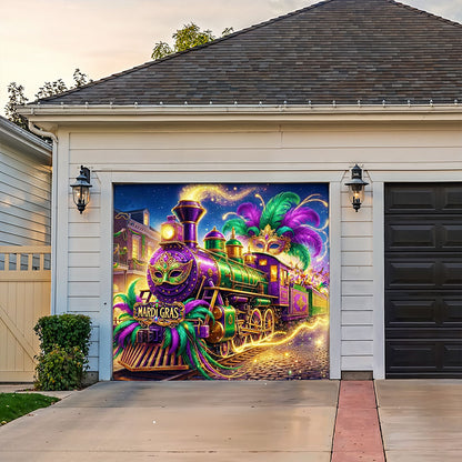 Mardi Gras Garage Door Banner Decoration - The Grand Mardi Gras Train