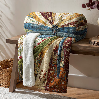 Boho Dragonfly Fleece Blanket Dragonfly in Bloom