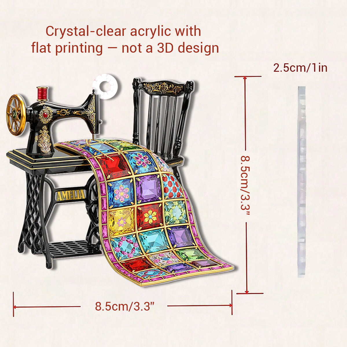 Quilting Lovers 2D Acrylic Ornament Vintage Threads Of Joy Personalized