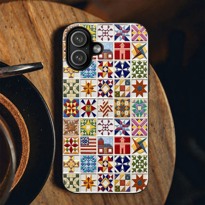 Sewing Lover Phone Case Vintage Quilt Blocks