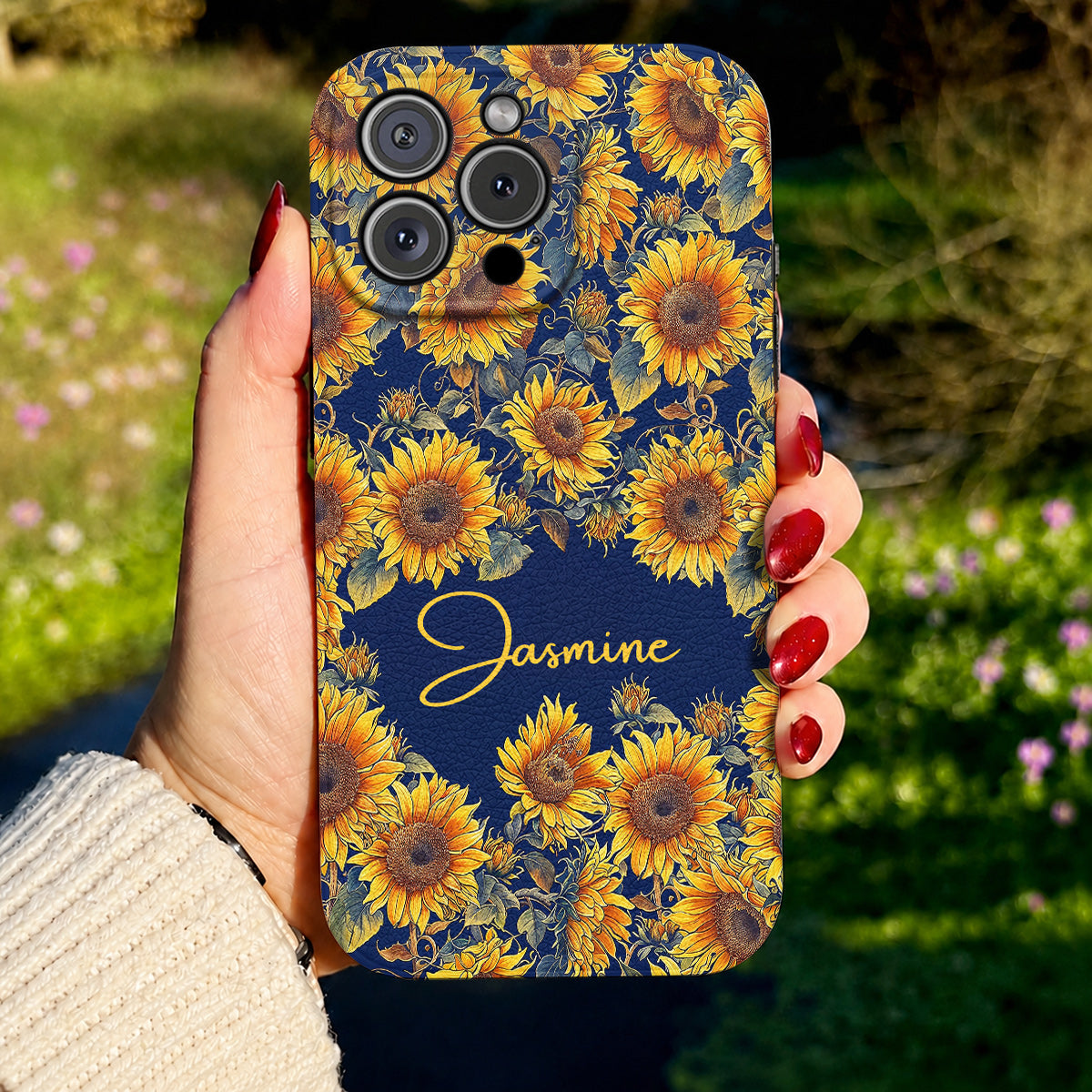 Sunflower Leather Phone Case Personalized Gorgeous Flowers