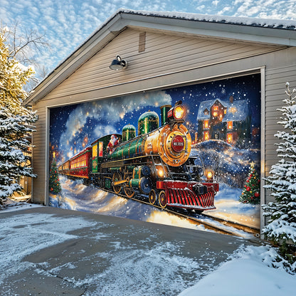 Christmas Garage Door Banner Decoration - Magical Holiday Express Santa’s Train Spreading Cheer