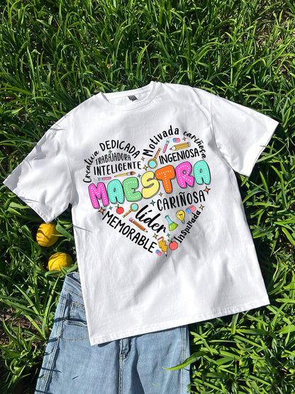 Spanish Teacher Graphic Tee Maestra’s Heart