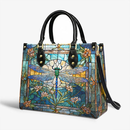 Drafonfly Leather Handbag Dragonfly Grace In Stained Glass