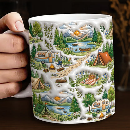 Camping Ceramic Mug Peaceful Woodland Camping
