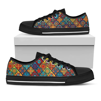 Mandala Women's Low Top Shoes Mandala Flower Blocks