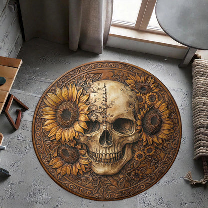 Gothic Round Rug Bloom Beyond the Bone Flat Print