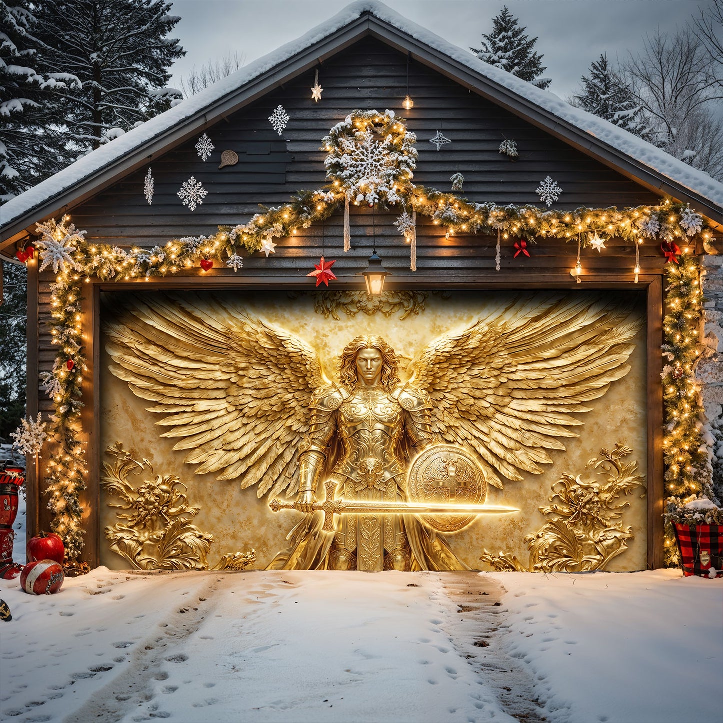 God Garage Door Banner Decoration - Archangel Michael Protect This Home