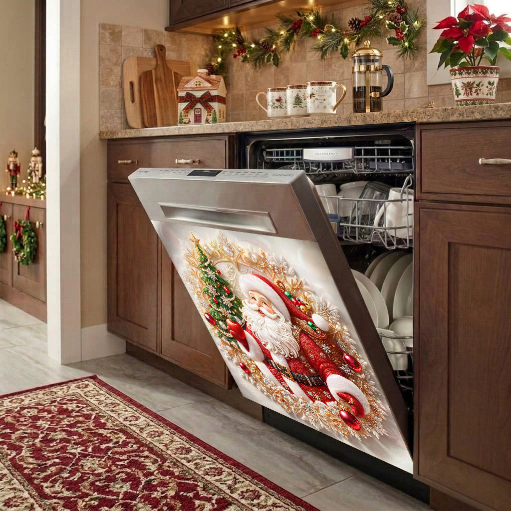 Christmas Magnetic Dishwasher Cover Santa's Sparkling Christmas Magic