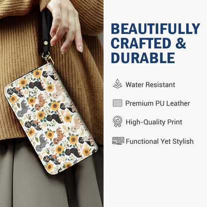 Dachshund Leather Wallet Dachshunds Among Sunflowers