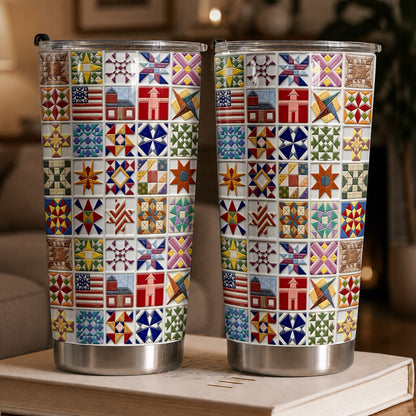 Sewing Lover 20 oz Tumbler Vintage Quilt Blocks