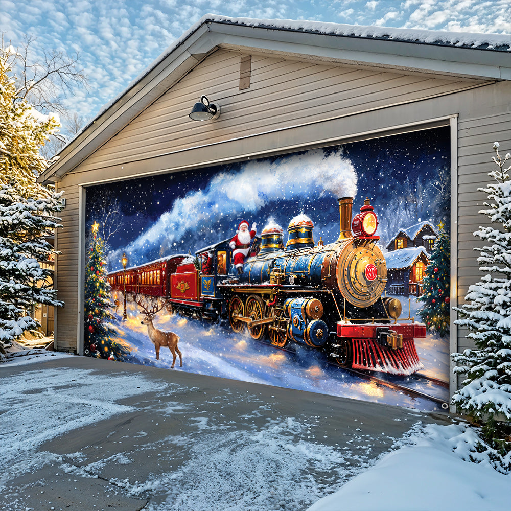 Christmas Garage Door Banner Decoration - Santa's Magical Christmas Express