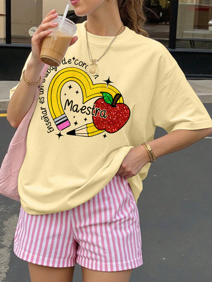 Spanish Teacher Graphic Tee Enseñar es un Trabajo del Corazón